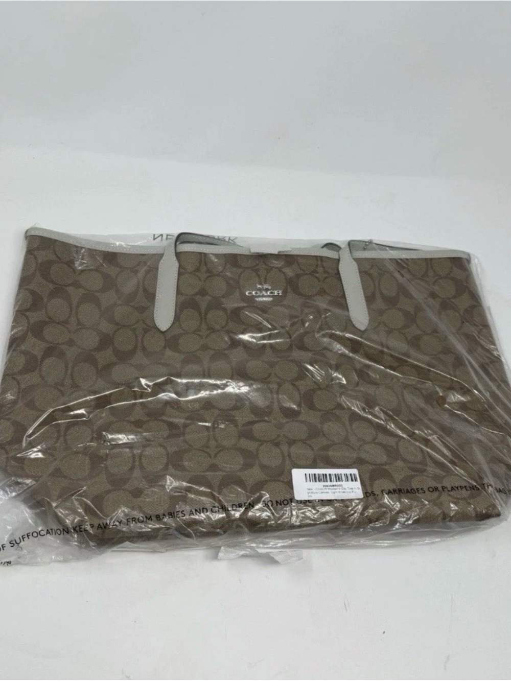 NWT COACH Signature Logo City Large Tote - Khaki Light Sage (WP184) - Picture 7 of 15
